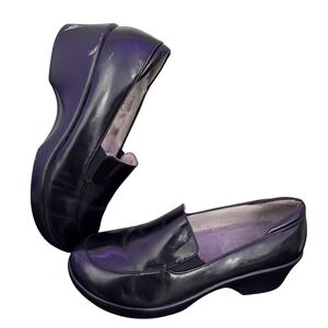 Alegria Emma Black Leather Wedge Slip On Professional Shoes Size 38 US 8 8.5